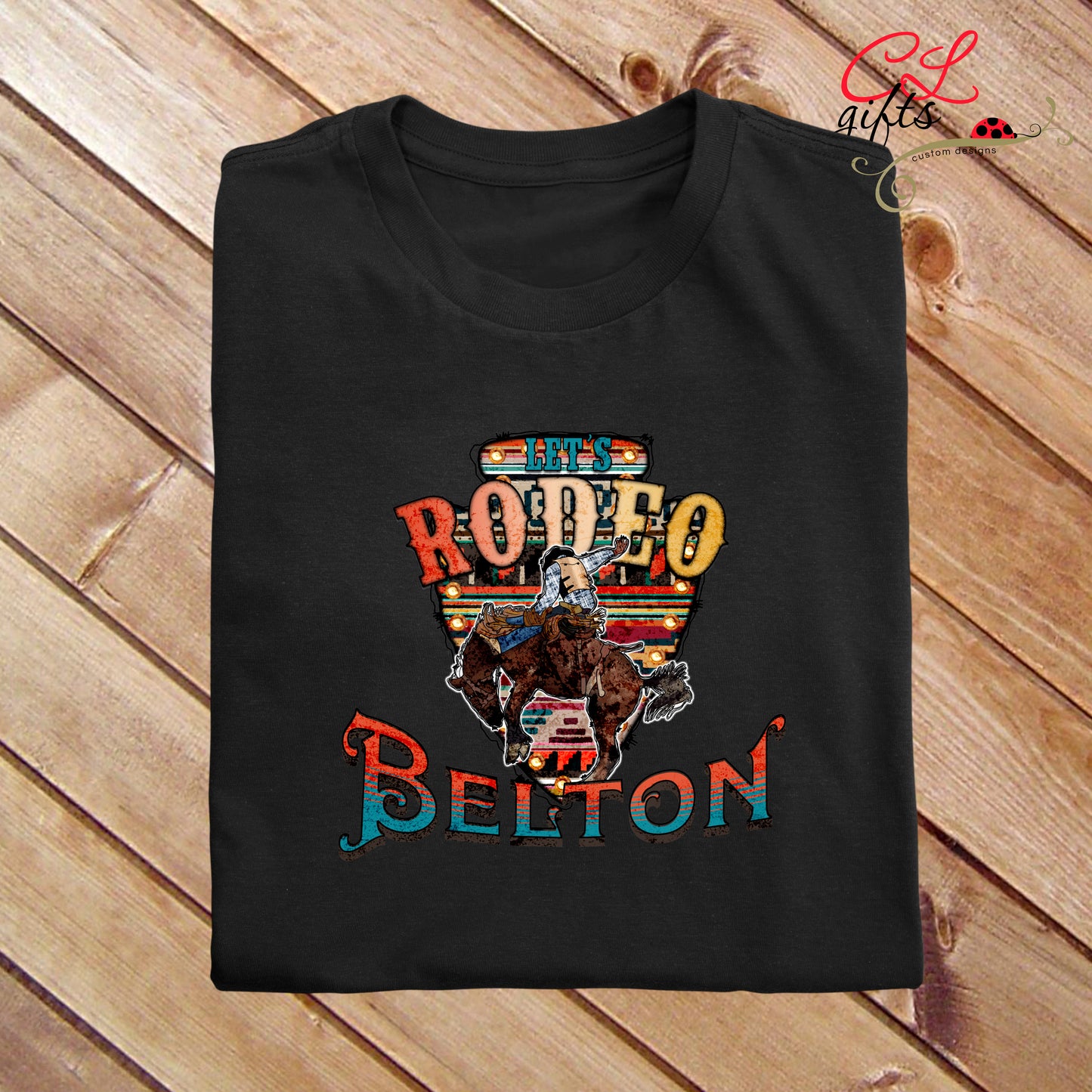 LETS RODEO BELTON TSHIRT BLACK TSHIRT