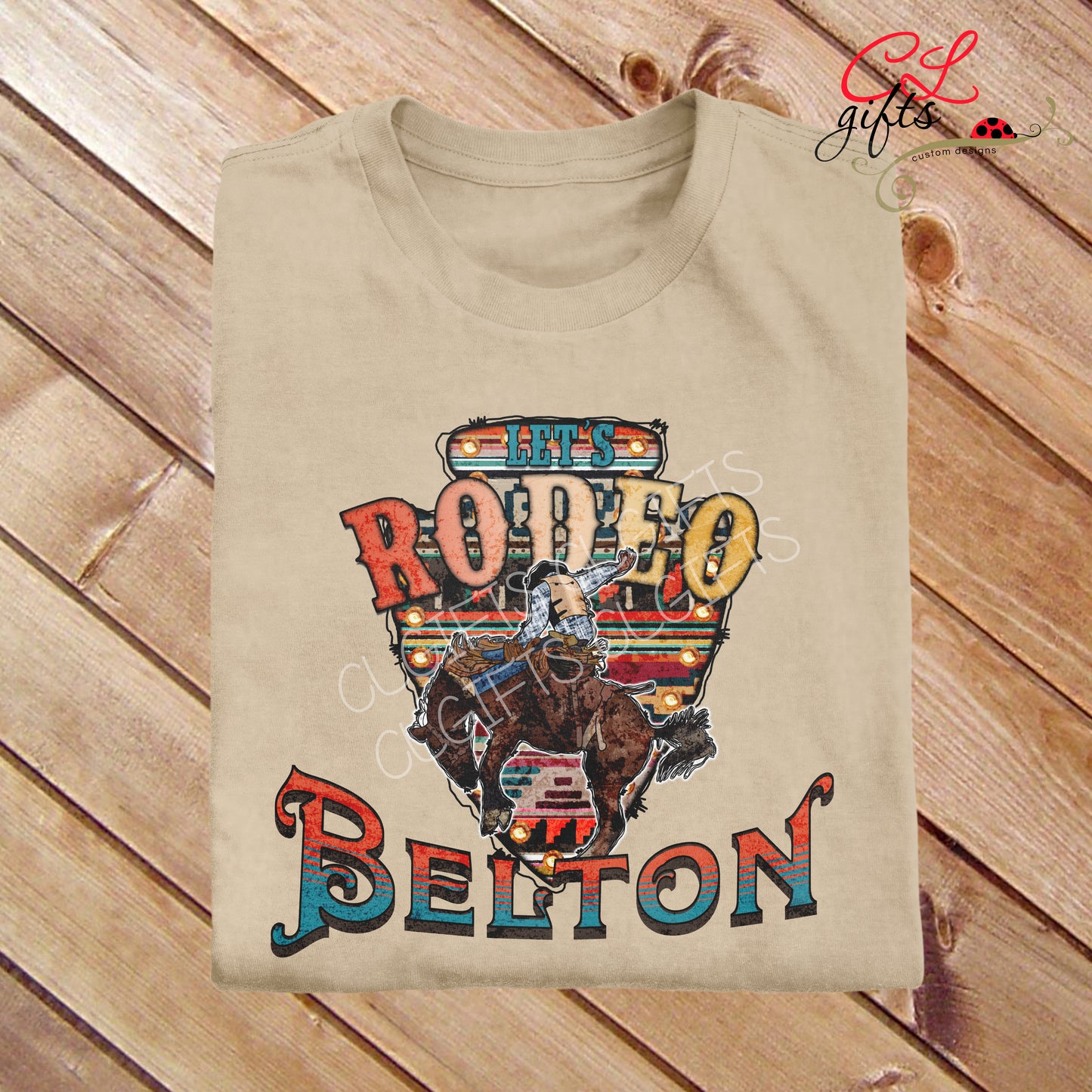 LETS RODEO BELTON TSHIRT TAN SHIRT