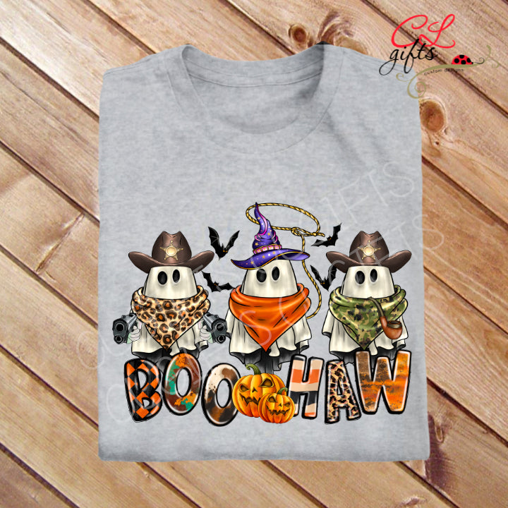 BOO HAW 3 GHOST HALLOWEEN T SHIRT
