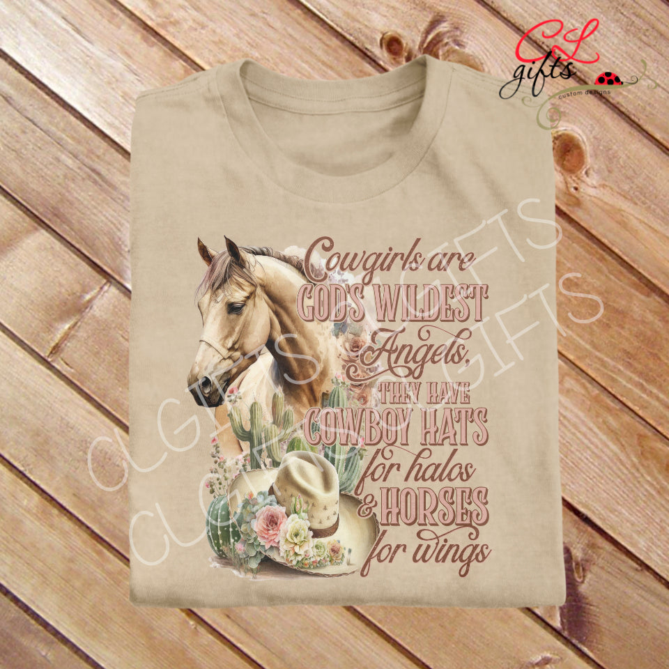 COWGIRLS ARE GODS WILDEST ANGELS T SHIRT