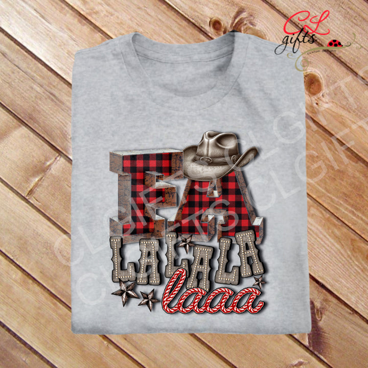 FA LA LA LA COWBOY HAT WESTERN CHRISTMAS T SHIRT