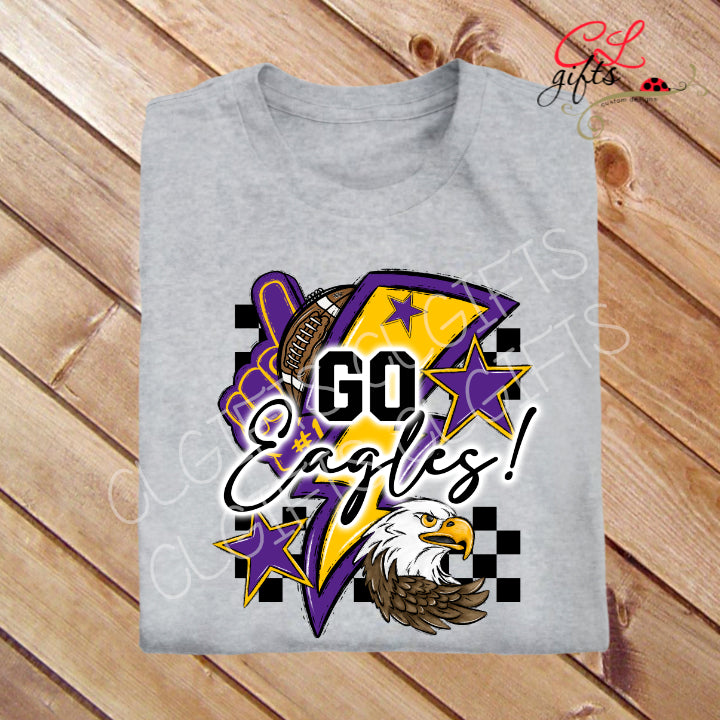 GO EAGLES MASCOT FOOTBALL SPORTS GRAY T SHIRT