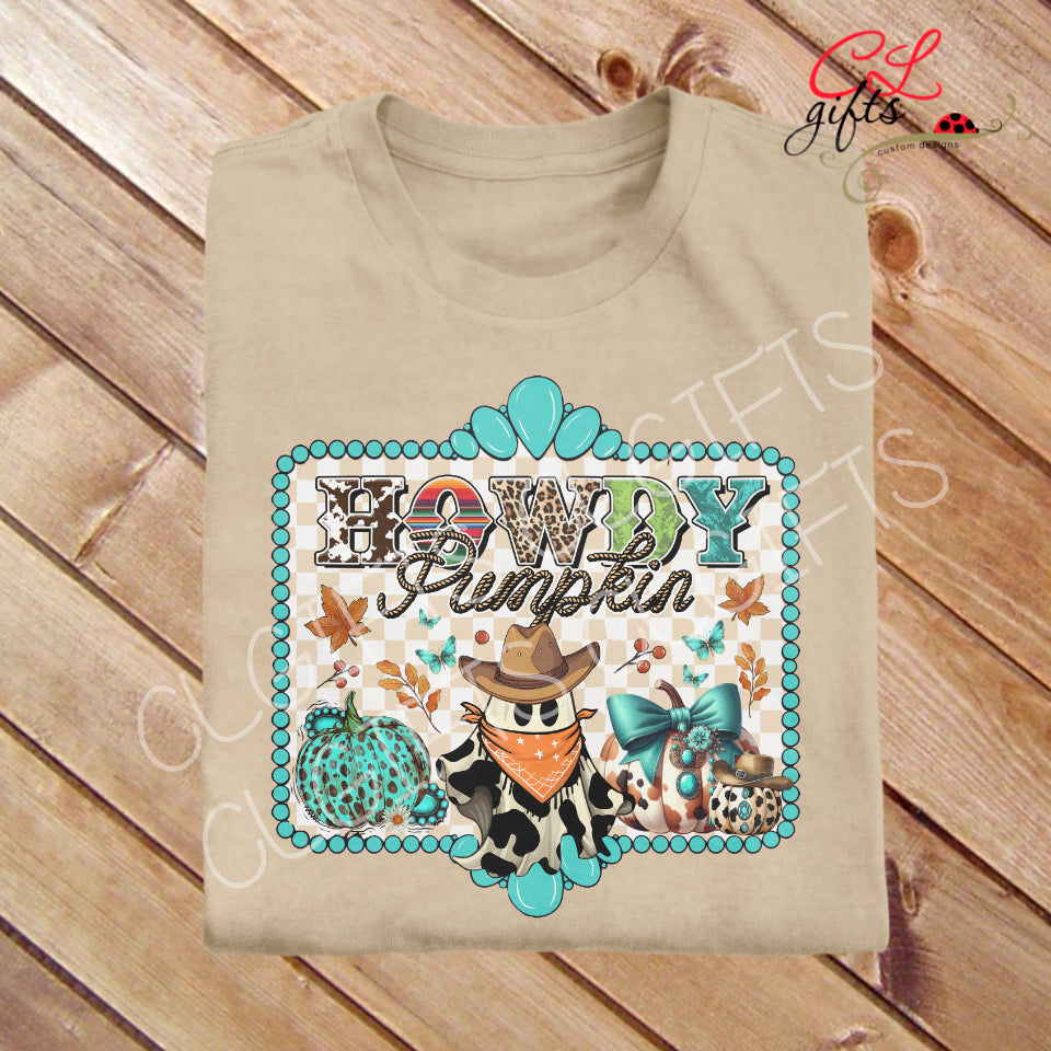 HOWDY PUMPKIN GHOST T SHIRT