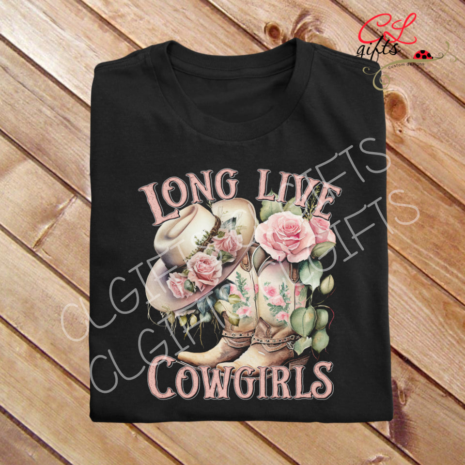 LONG LIVE COWGIRLS BLACK T SHIRT