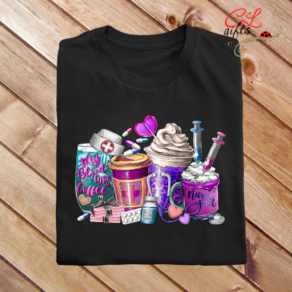 NURSE MY BLOOD TYPE IS COFFEE T SHIRT
