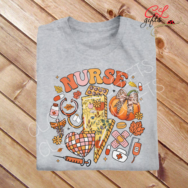NURSE LIGHTENING FALL COLORS T SHIRT