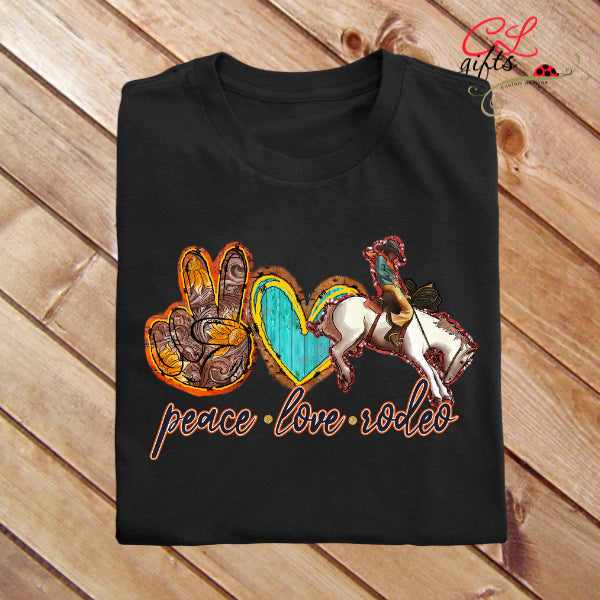 PEACE LOVE RODEO T SHIRT