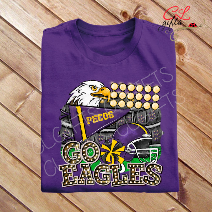 PECOS EAGLES FOOTBALL GO EAGLES PURPLE T SHIRT