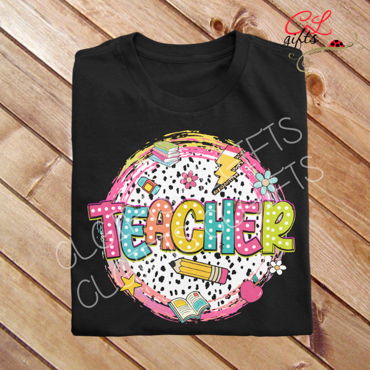 TEACHER PAINT AND SPOTS T SHIRT