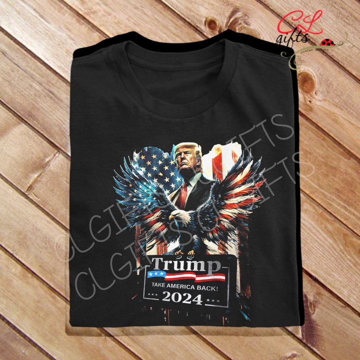 TRUMP TAKE AMERICA BACK EAGLE BLACK T SHIRT