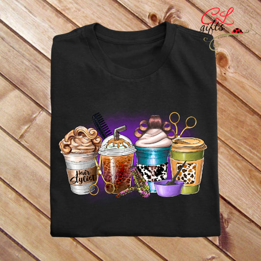 HAIR STYLIST DRINKS TSHIRT