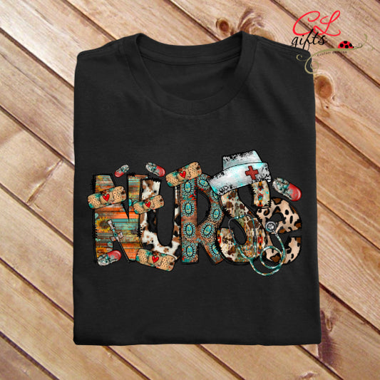NURSE WESTERN WORD T SHIRT